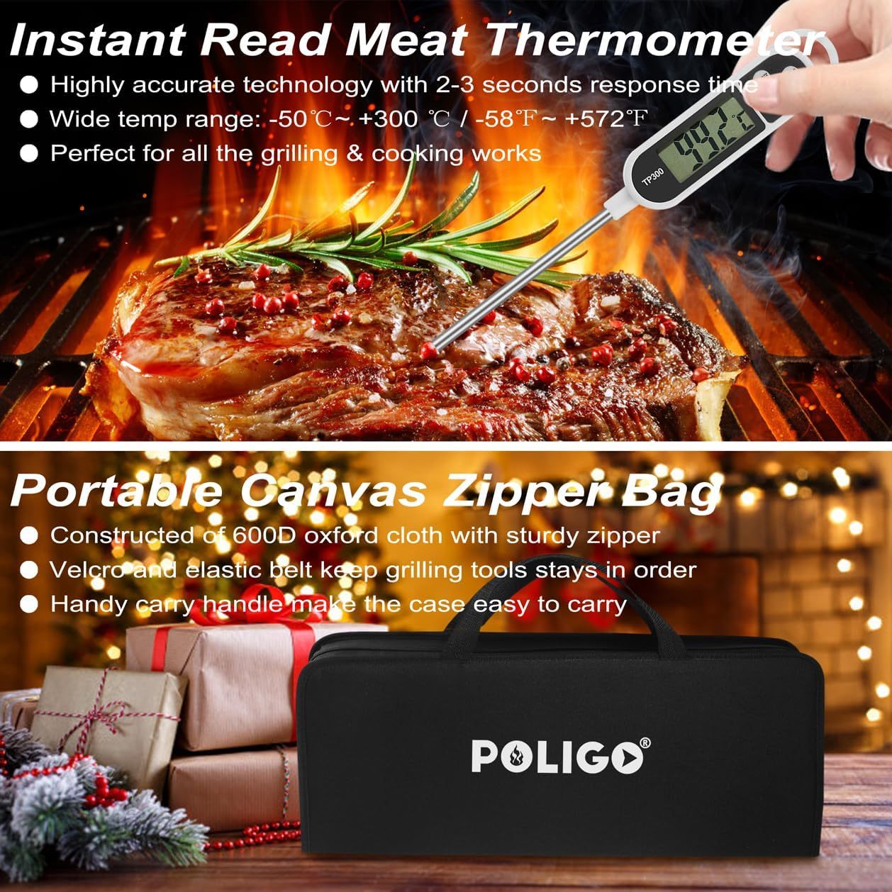 POLIGO 29 PCS BBQ Grill Accessories Stainless Steel BBQ