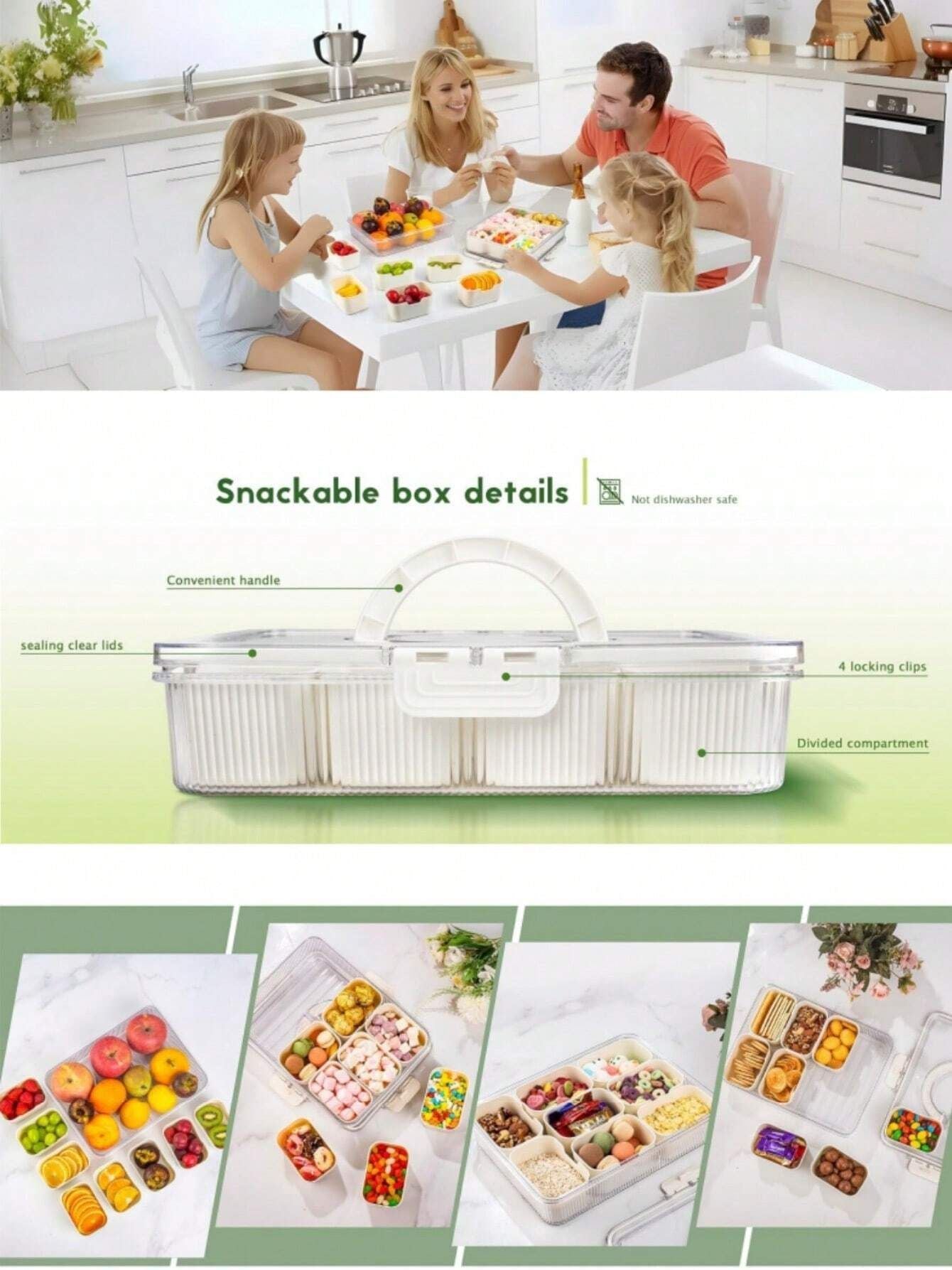 Divided Snack Box Storage Container With Colorful