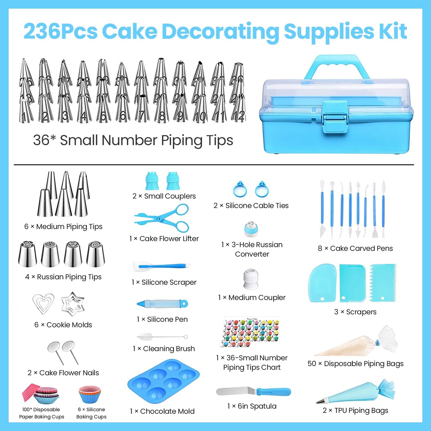 236Pcs Cake Decorating Kit Baking Tools Accessories