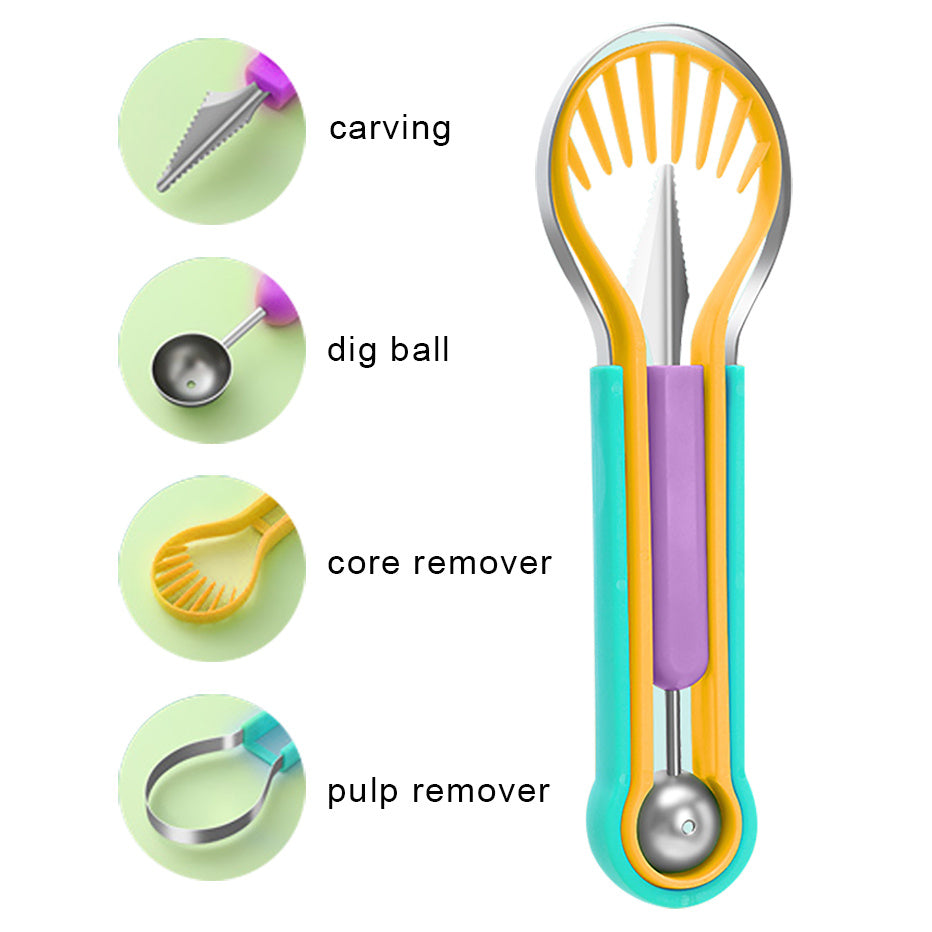 Professional 4 In 1 Stainless Steel Watermelon Cutter Fruit