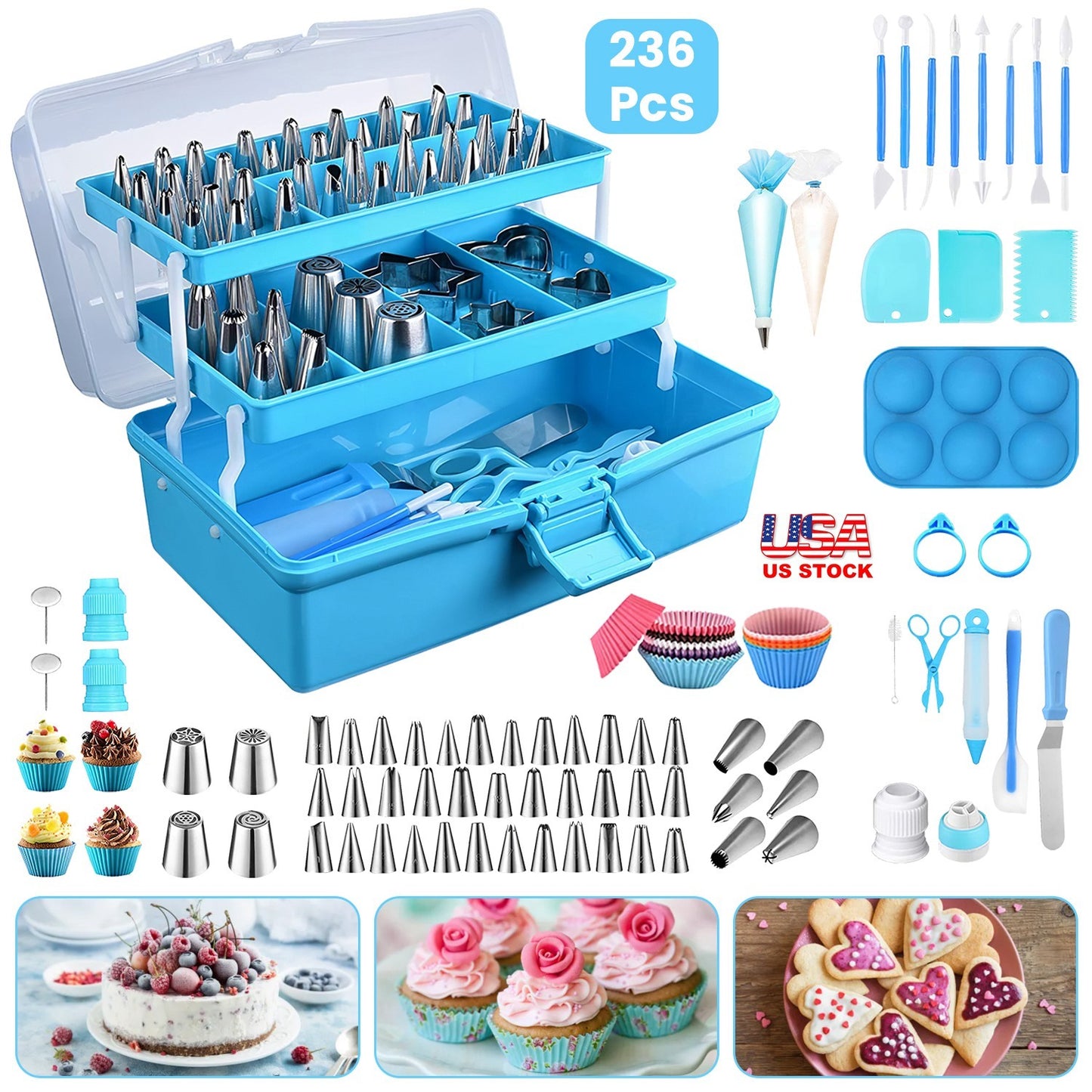 236Pcs Cake Decorating Kit Baking Tools Accessories