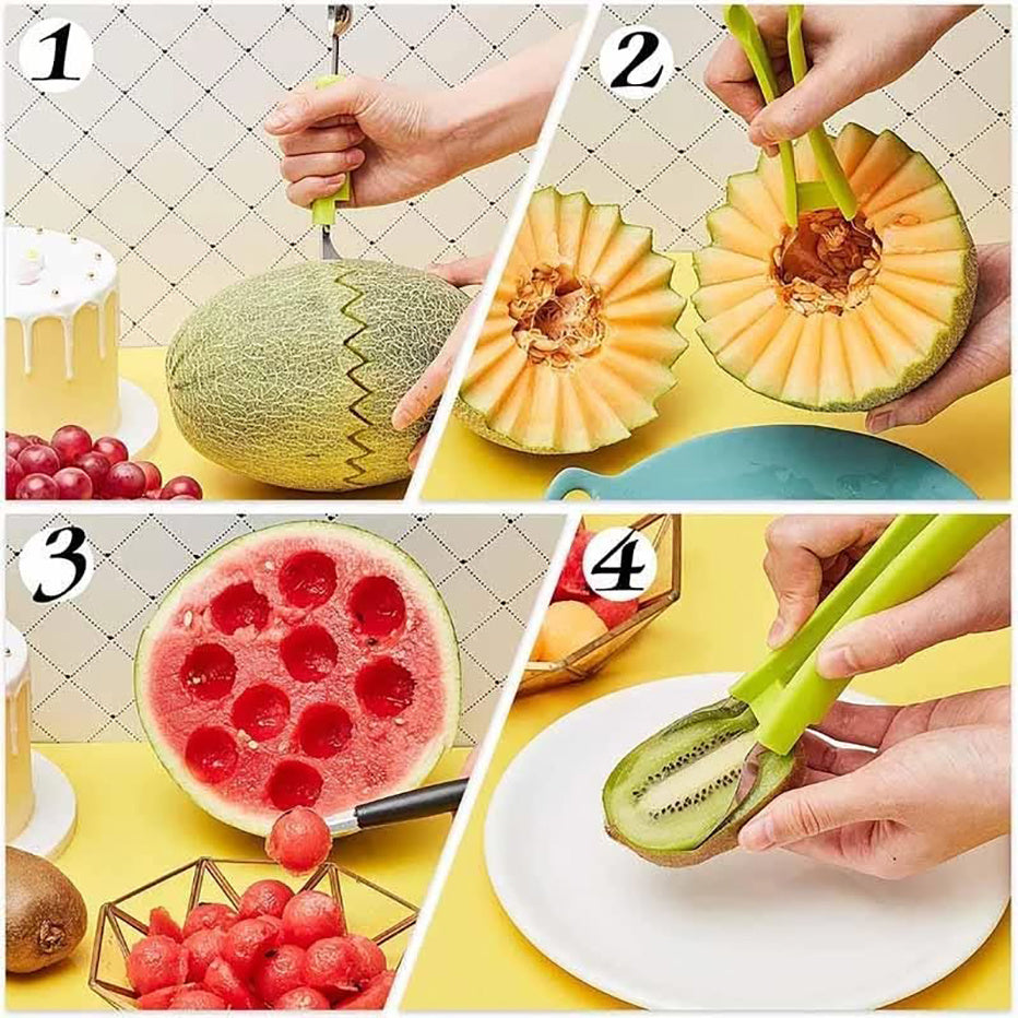 Professional 4 In 1 Stainless Steel Watermelon Cutter Fruit