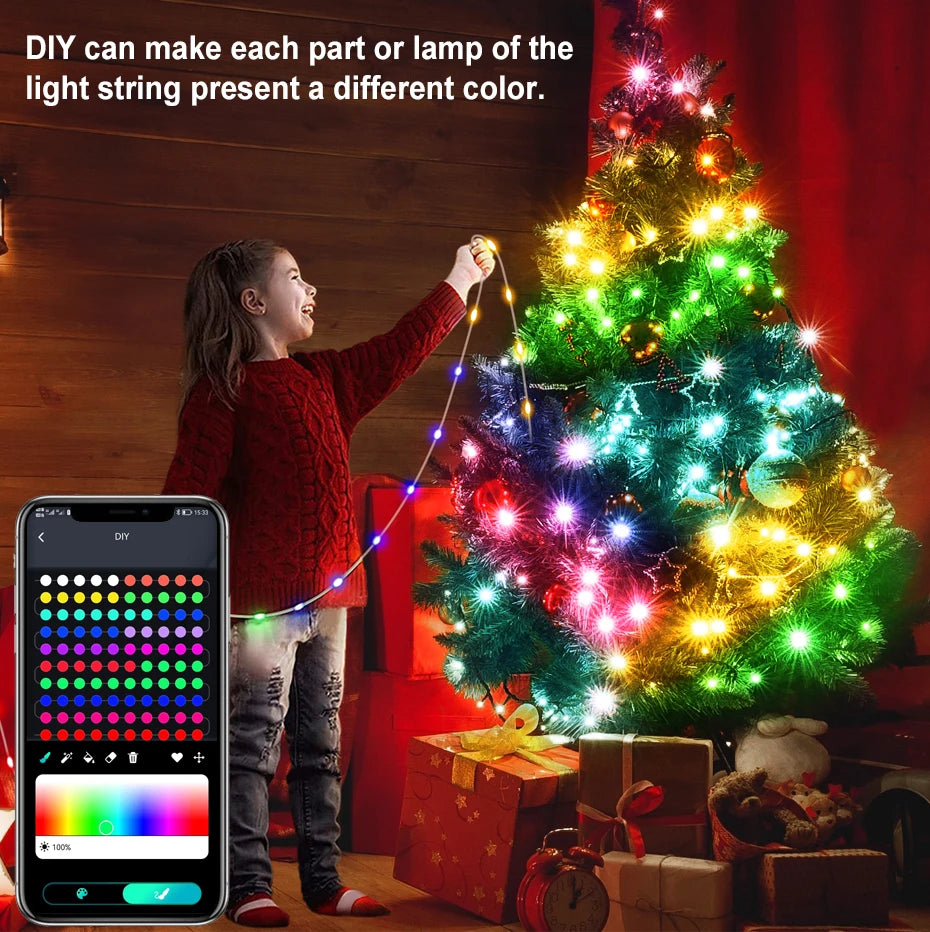 Smart RGBIC Fairy Lights Music Dream Color 1m-50m LED StripAmbient Lighting