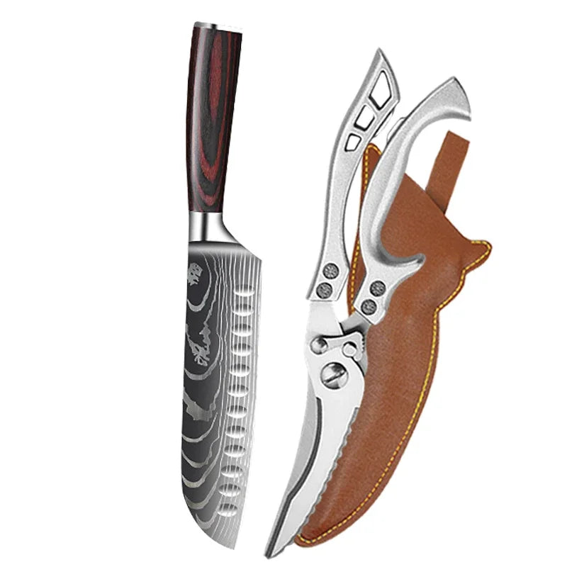 WXCOO Kitchen Scissors Japanese Chef Knife