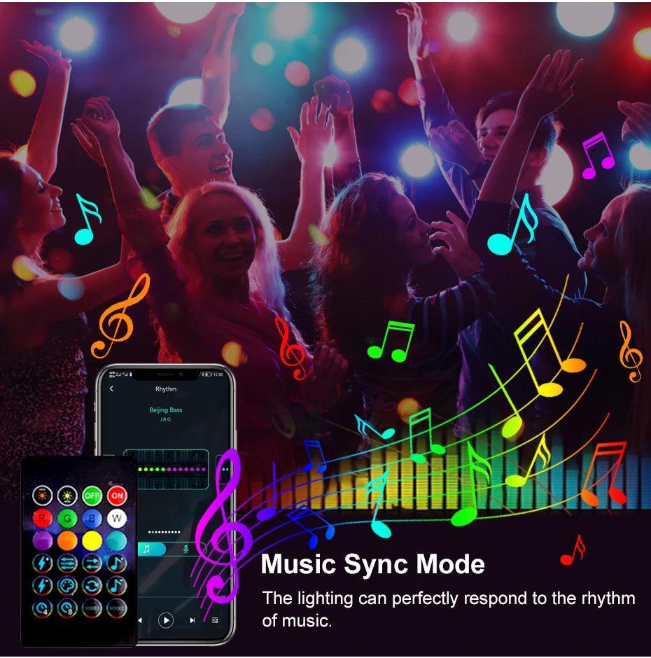 Smart RGBIC Fairy Lights Music Dream Color 1m-50m LED StripAmbient Lighting