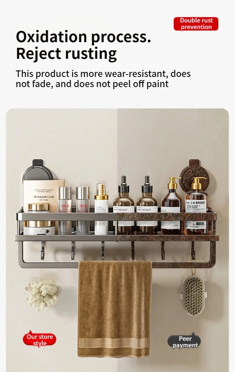 No Drill Suction Cup Suction Bathroom Rack