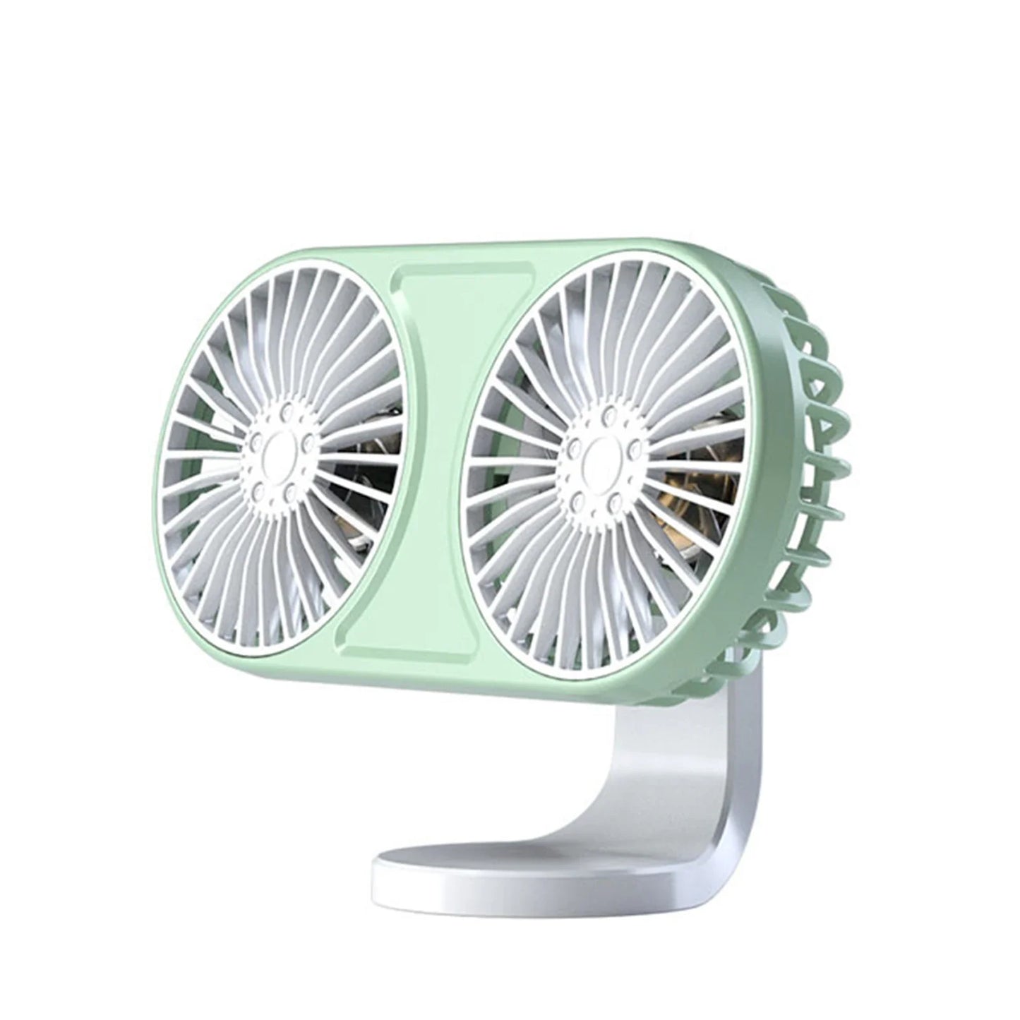 Dual-Head USB Car Fan – 3-Speed, LED & Quiet Cooling