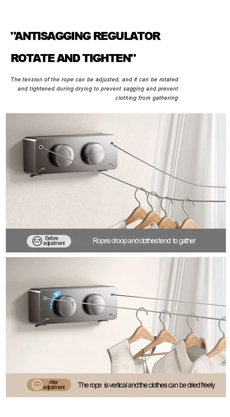 5.1 Meters Retractable Clothesline Indoor Outdoor