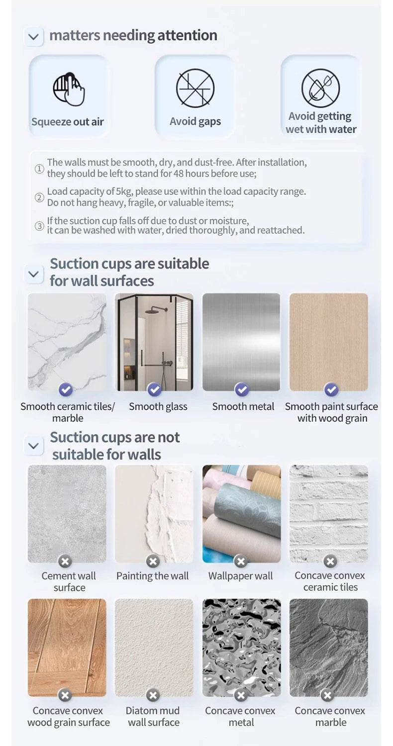 No Drill Suction Cup Suction Bathroom Rack