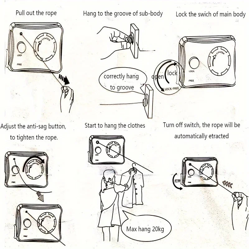 5.1 Meters Retractable Clothesline Indoor Outdoor