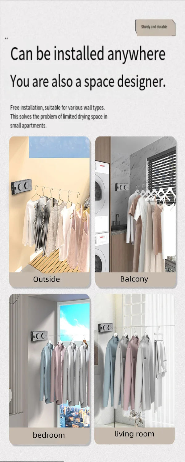 5.1 Meters Retractable Clothesline Indoor Outdoor