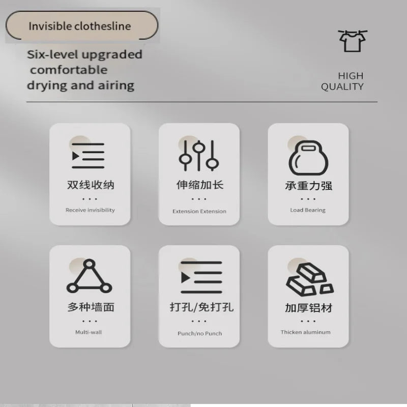 5.1 Meters Retractable Clothesline Indoor Outdoor