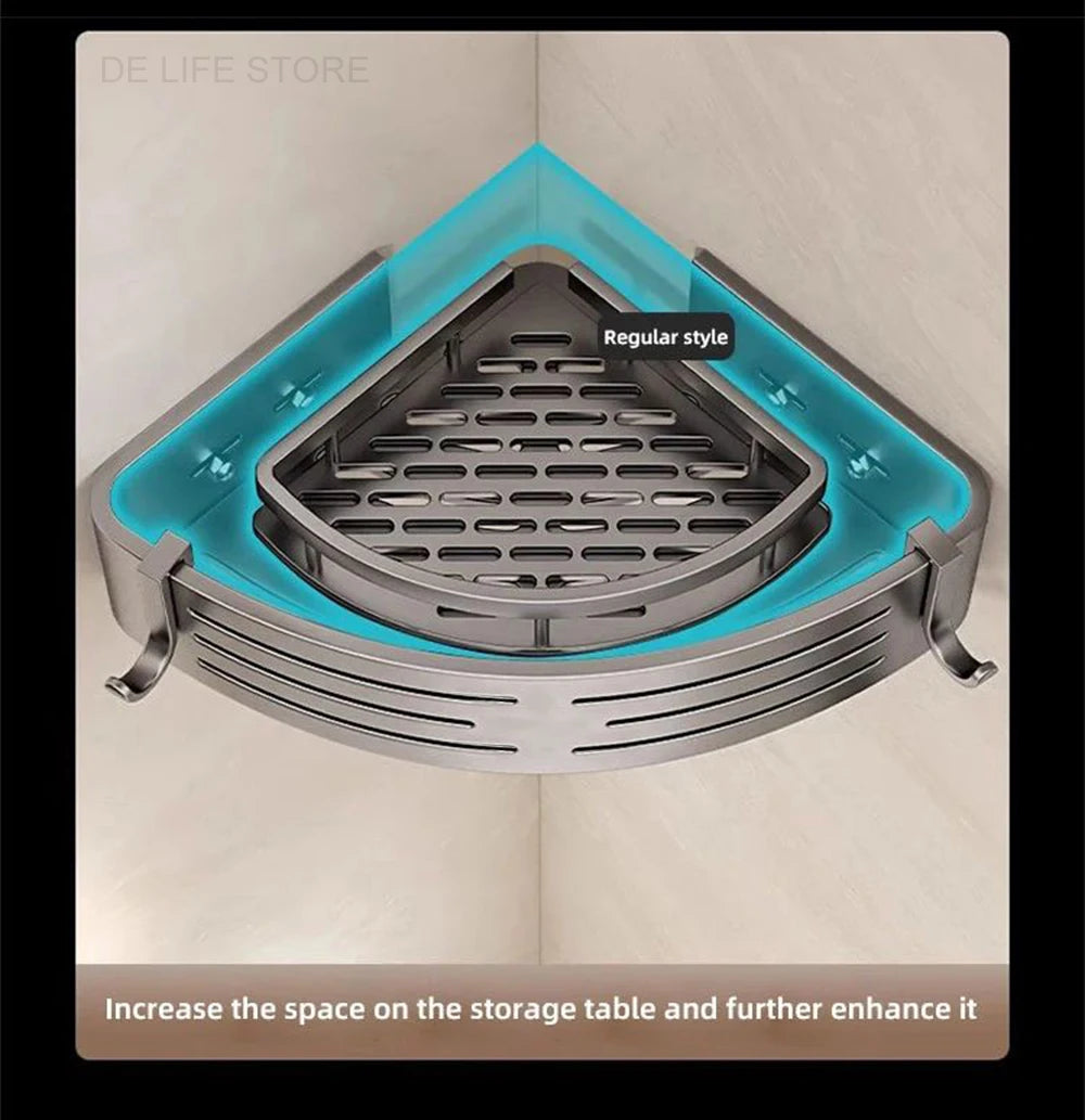 1-2PCS Bathroom Corner Shelf with Plastic Hook Towel