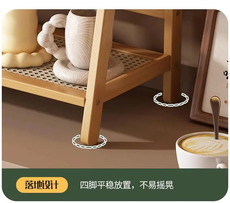 2 Layer Countertop Organizer Coffee Cup Bamboo Storage