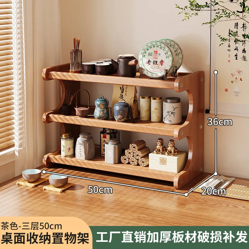 2 Layer Countertop Organizer Coffee Cup Bamboo Storage