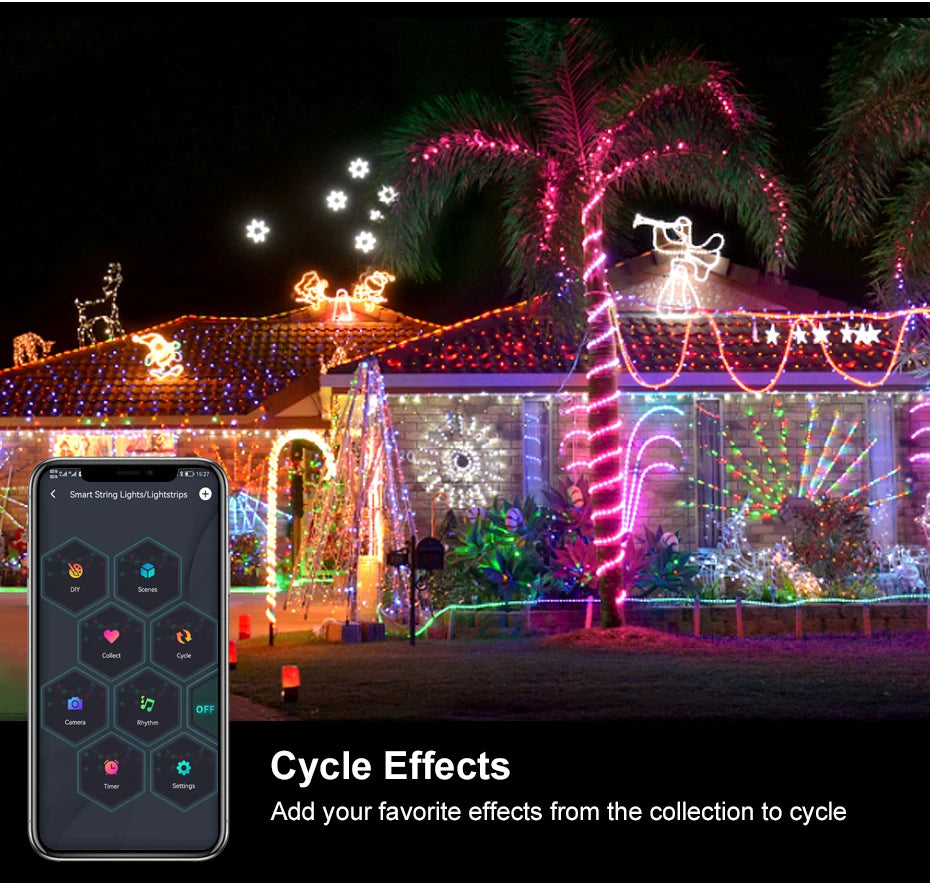 Smart RGBIC Fairy Lights Music Dream Color 1m-50m LED StripAmbient Lighting