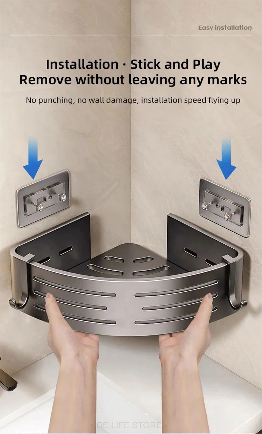 1-2PCS Bathroom Corner Shelf with Plastic Hook Towel