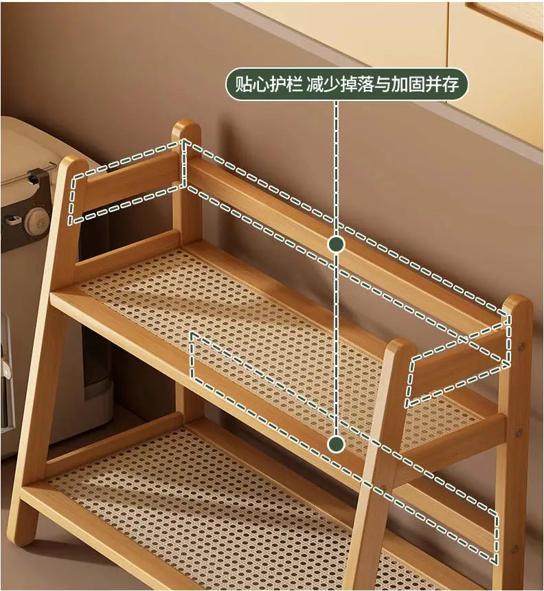 2 Layer Countertop Organizer Coffee Cup Bamboo Storage