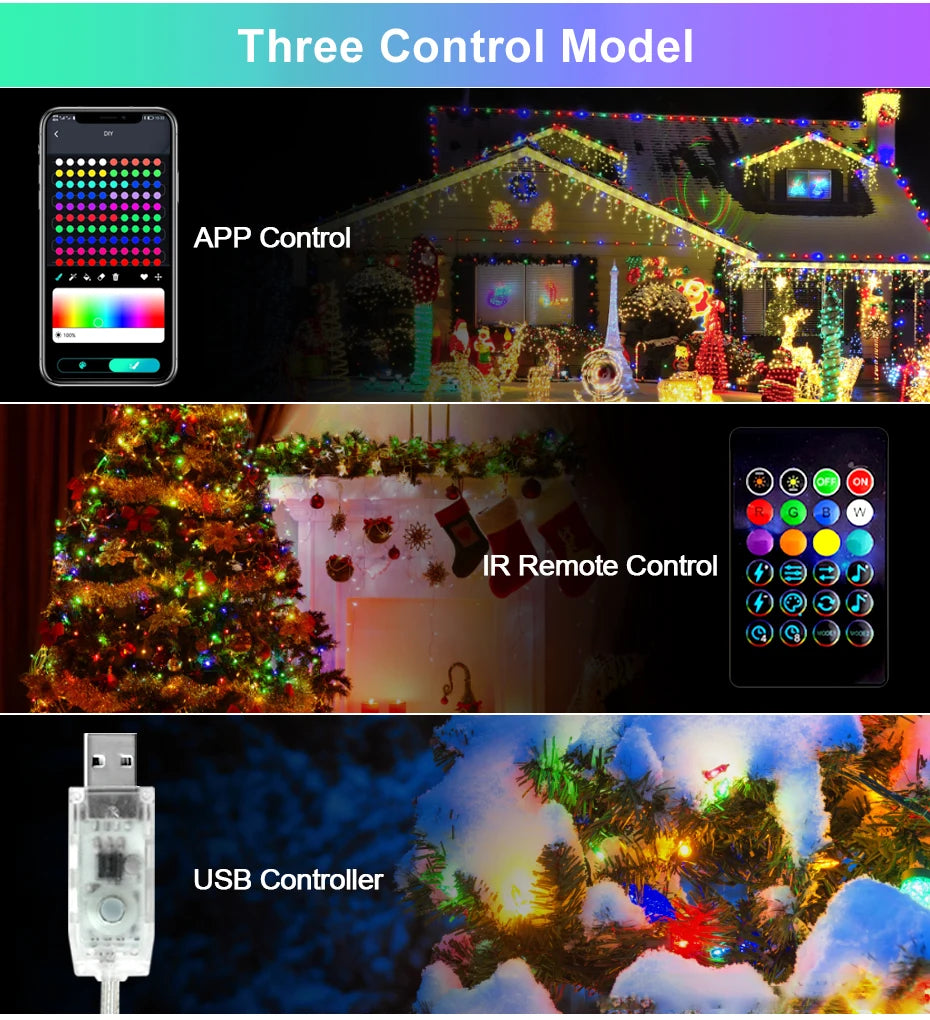 Smart RGBIC Fairy Lights Music Dream Color 1m-50m LED StripAmbient Lighting