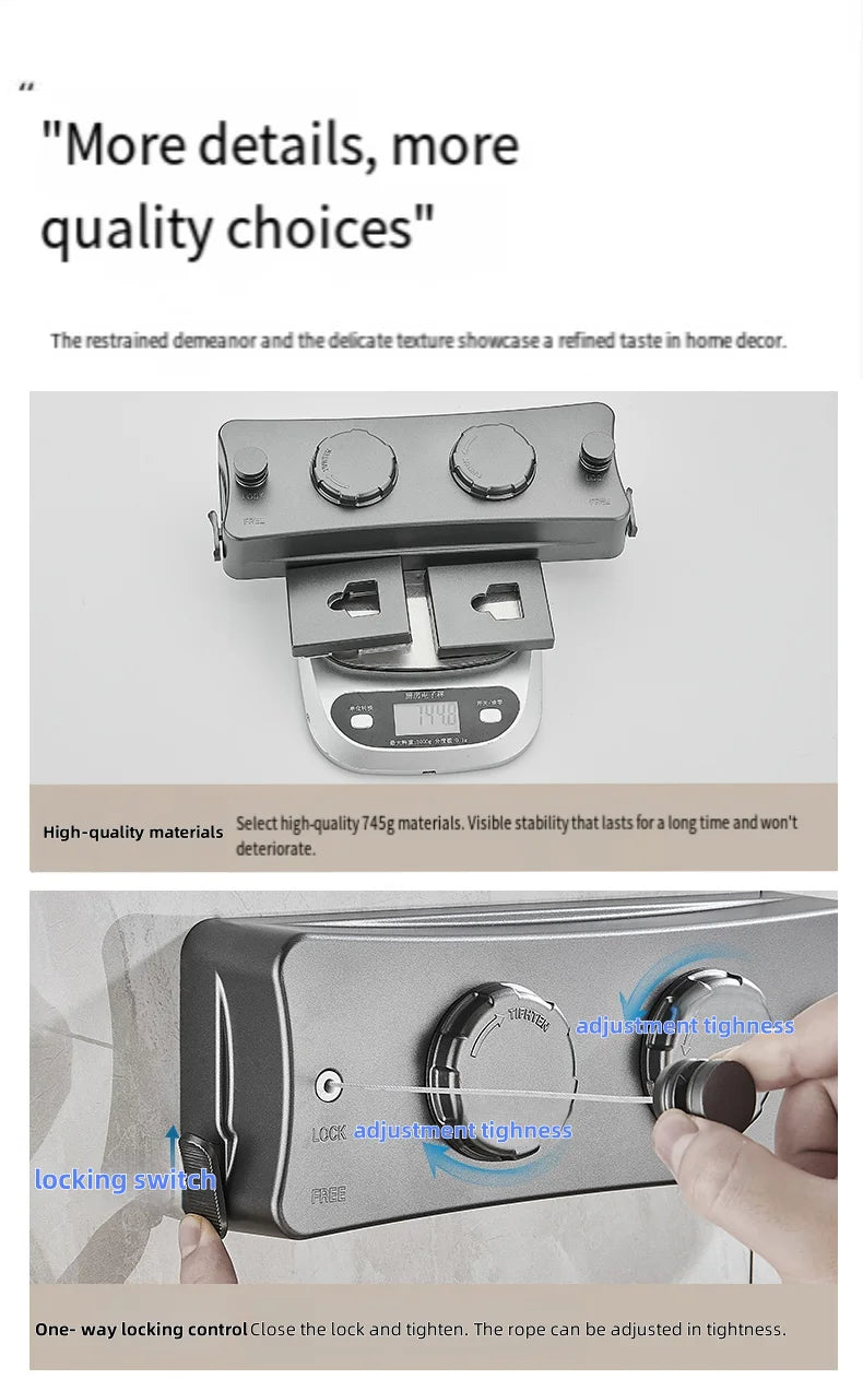 5.1 Meters Retractable Clothesline Indoor Outdoor