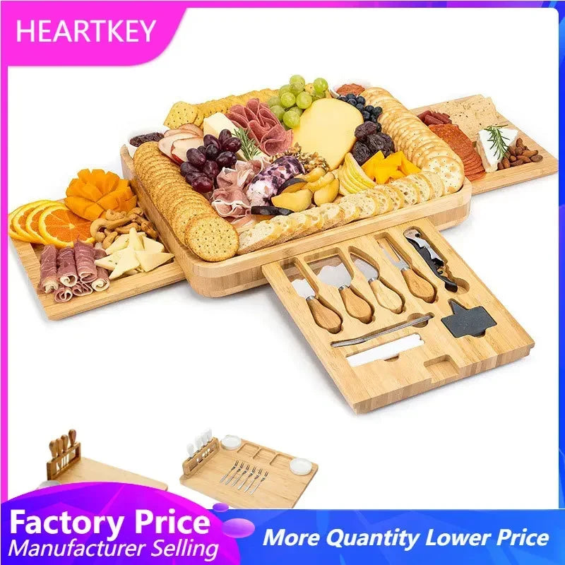 Bamboo Cheese Board Set Large Charcuterie
