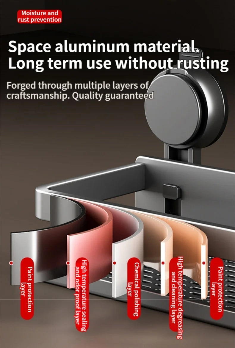 No Drill Suction Cup Suction Bathroom Rack