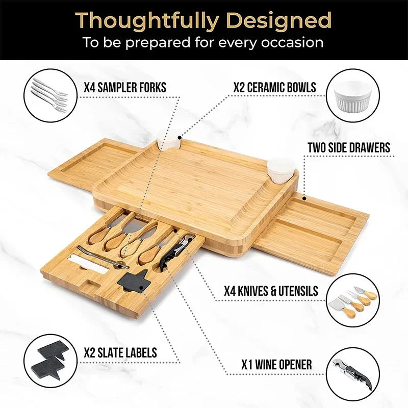 Bamboo Cheese Board Set Large Charcuterie
