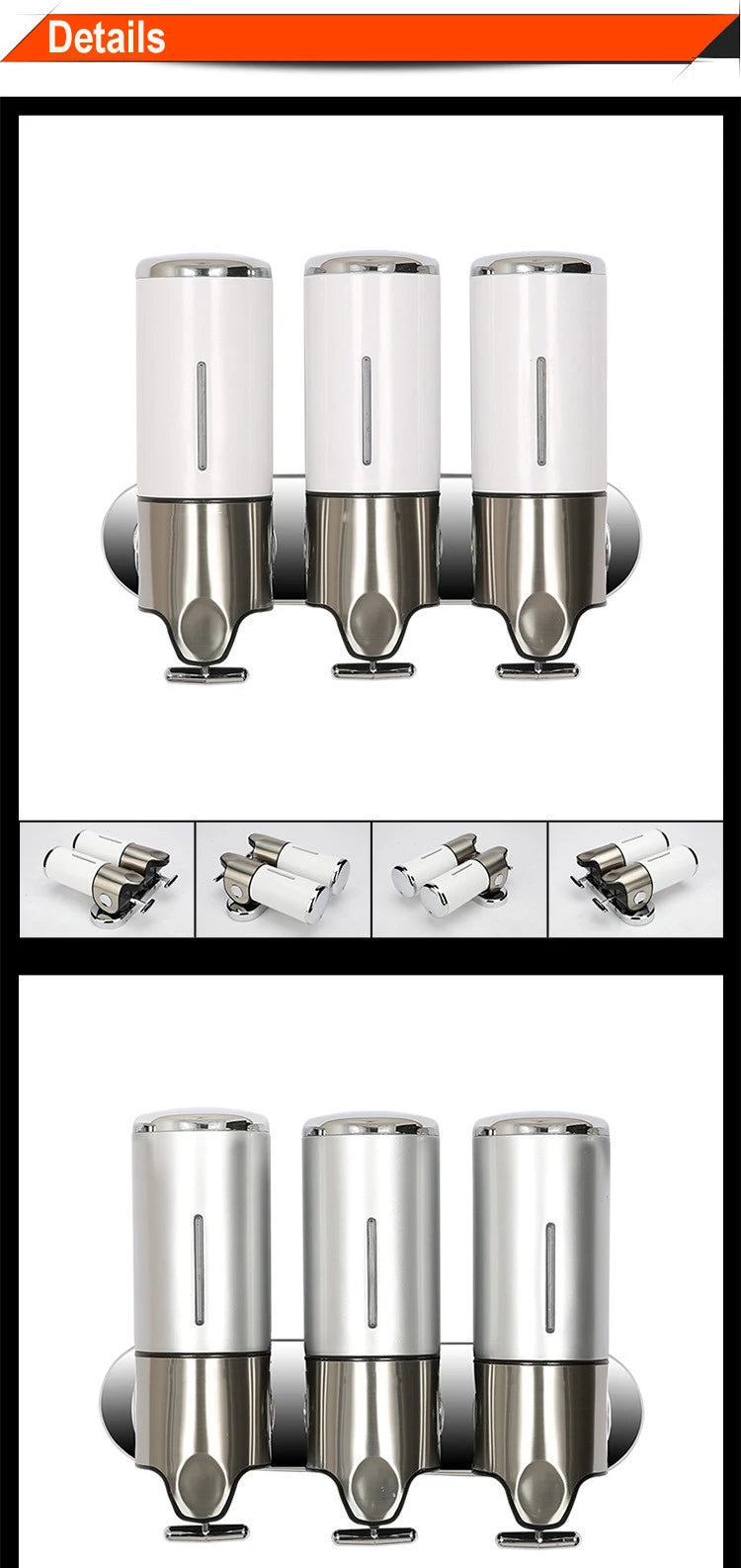 Stainless Steel Soap Dispenser Simple Clean Wall-Mounted