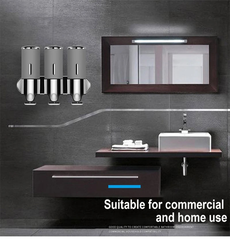 Stainless Steel Soap Dispenser Simple Clean Wall-Mounted