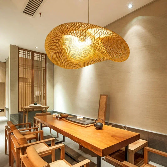 HandMade Bamboo Weaving LED Pendant Lamp Home