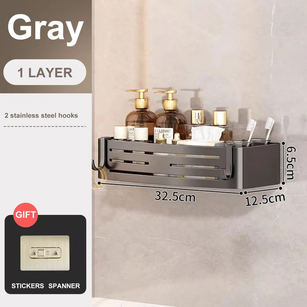 1-2PCS Bathroom Corner Shelf with Plastic Hook Towel