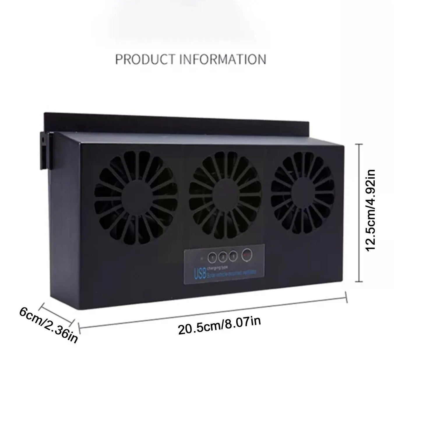 6th Gen Dual-Mode Car Vent Fan – USB + Solar Powered
