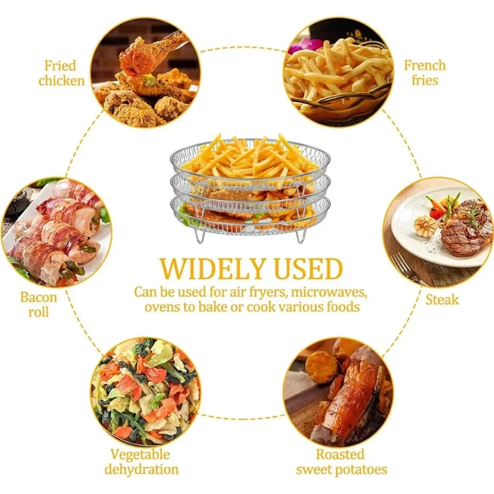 304 Stainless Steel 3-Tier Stackable Air Fryer