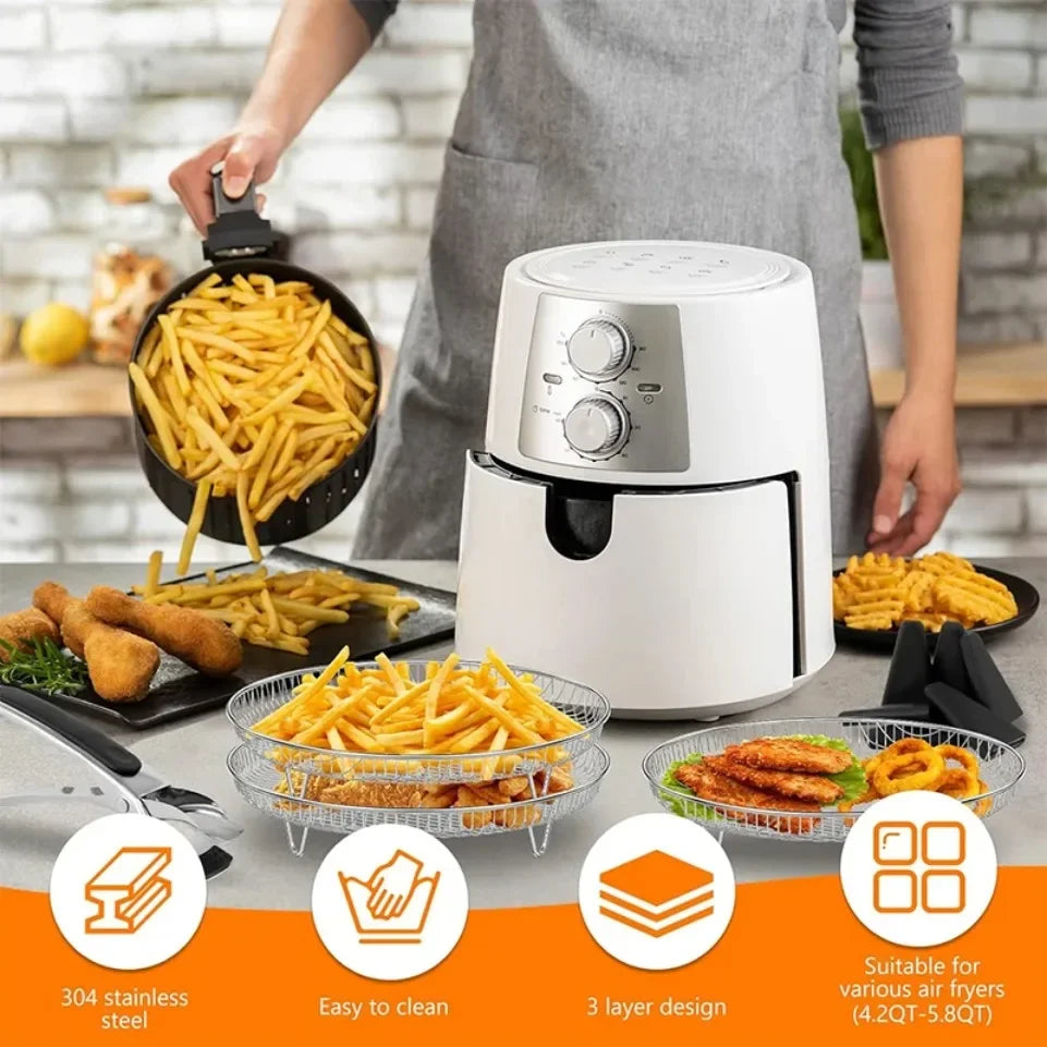 304 Stainless Steel 3-Tier Stackable Air Fryer