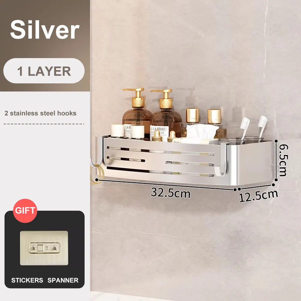 1-2PCS Bathroom Corner Shelf with Plastic Hook Towel