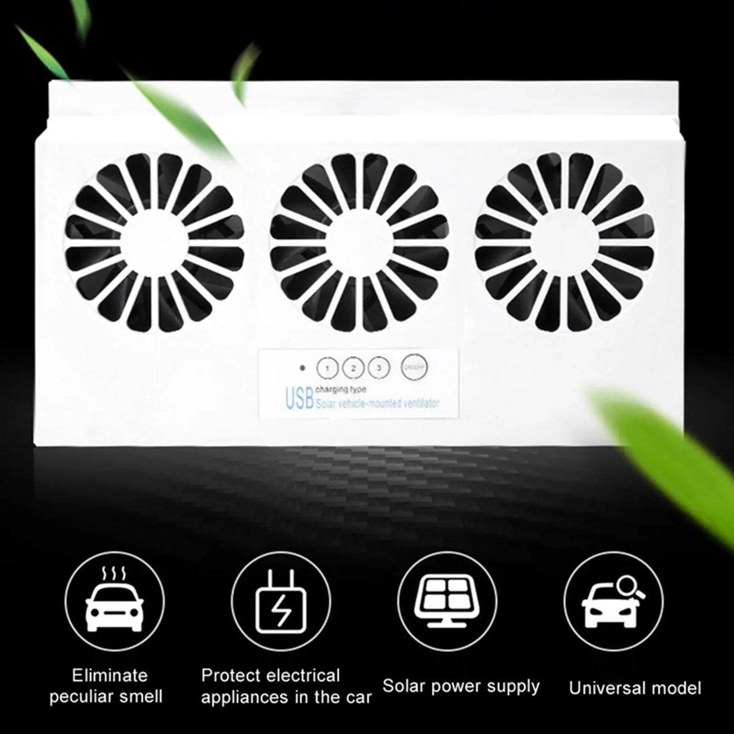 6th Gen Dual-Mode Car Vent Fan – USB + Solar Powered