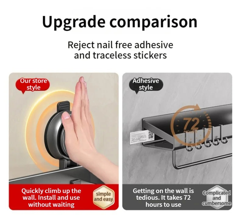 No Drill Suction Cup Suction Bathroom Rack