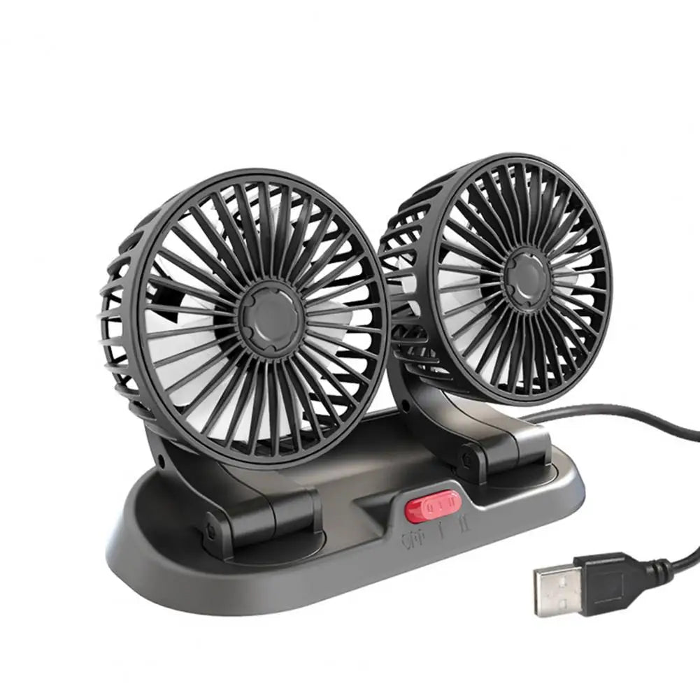 Drive Chill: Dual‑Head 2‑Speed USB Auto Fan (5‑24V)