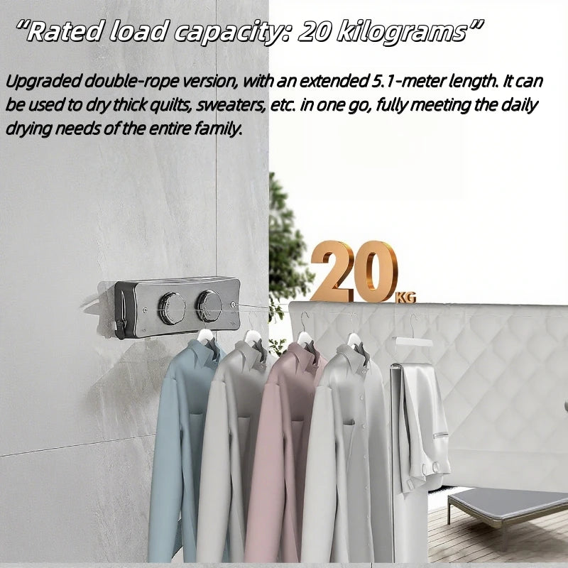 5.1 Meters Retractable Clothesline Indoor Outdoor