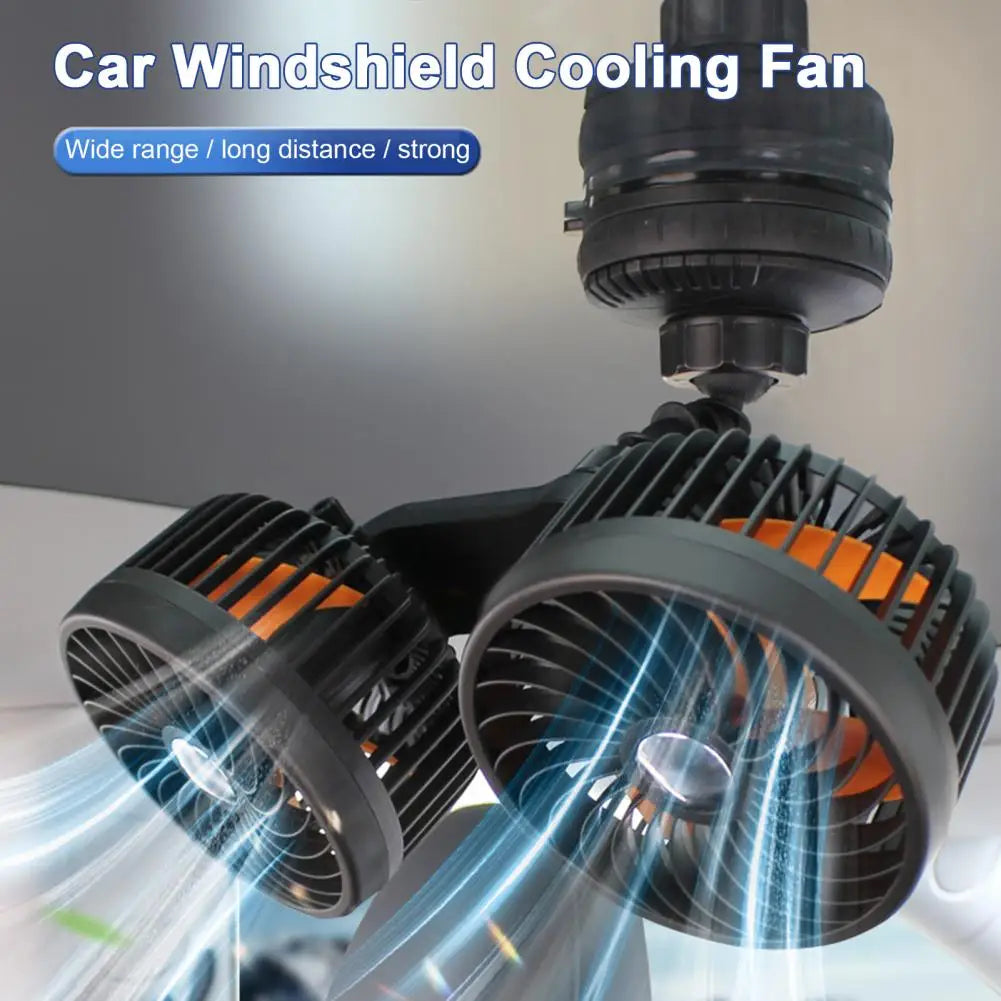 Dual-Head USB Car Fan – Strong Suction Cup & Powerful Cooling