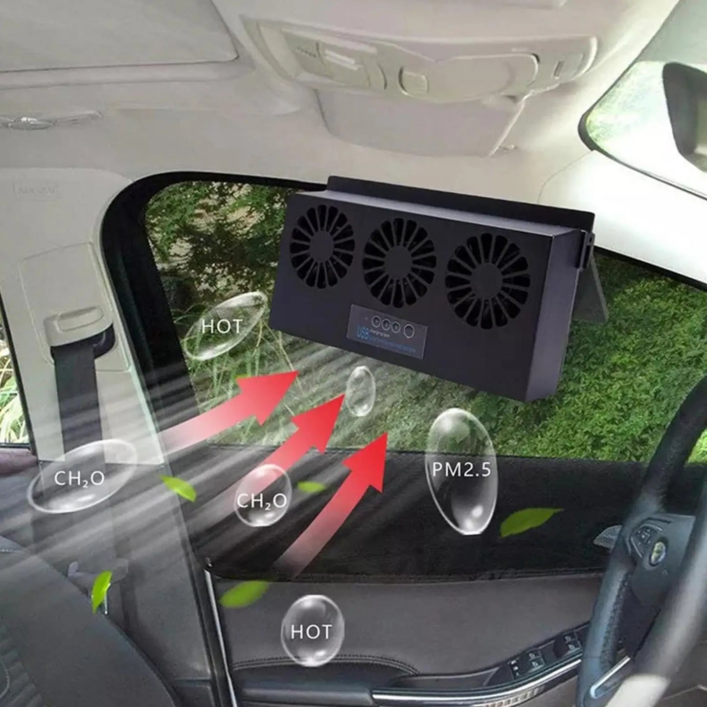 6th Gen Dual-Mode Car Vent Fan – USB + Solar Powered