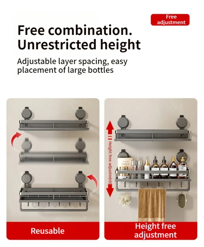 No Drill Suction Cup Suction Bathroom Rack