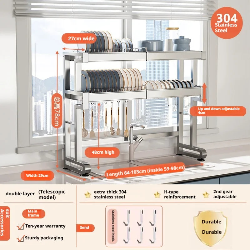 Over Sink Dish Drying Rack Stainless