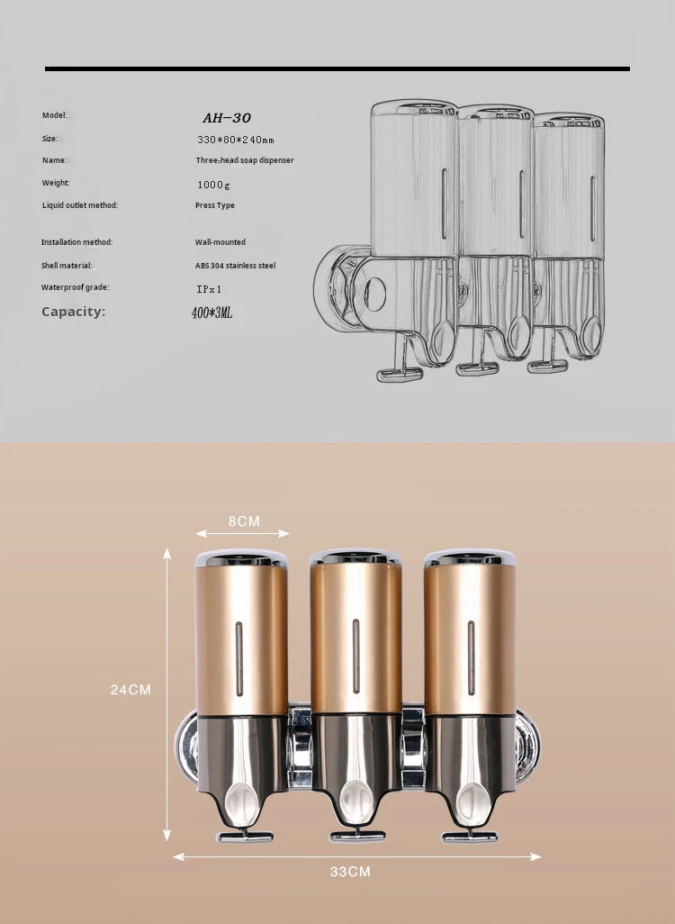 Stainless Steel Soap Dispenser Simple Clean Wall-Mounted