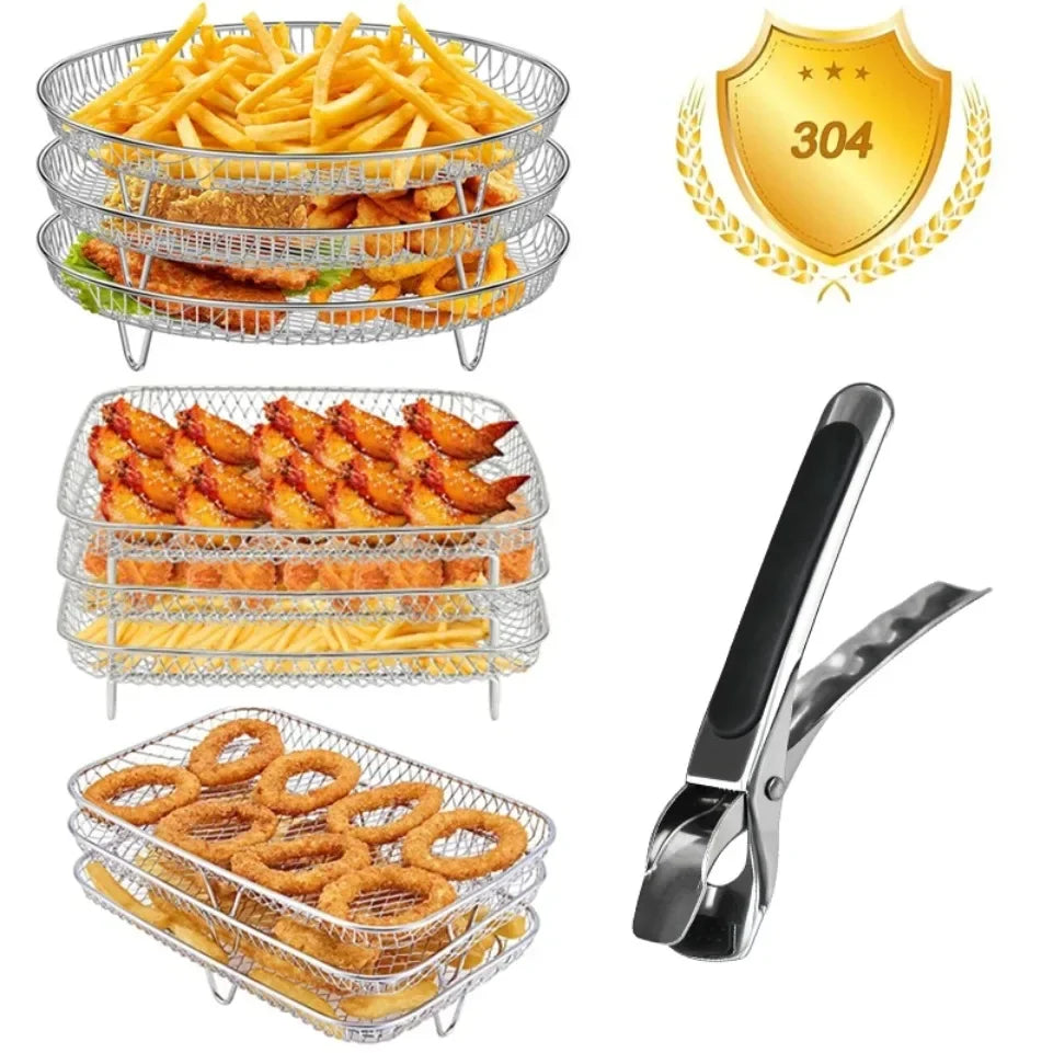 304 Stainless Steel 3-Tier Stackable Air Fryer