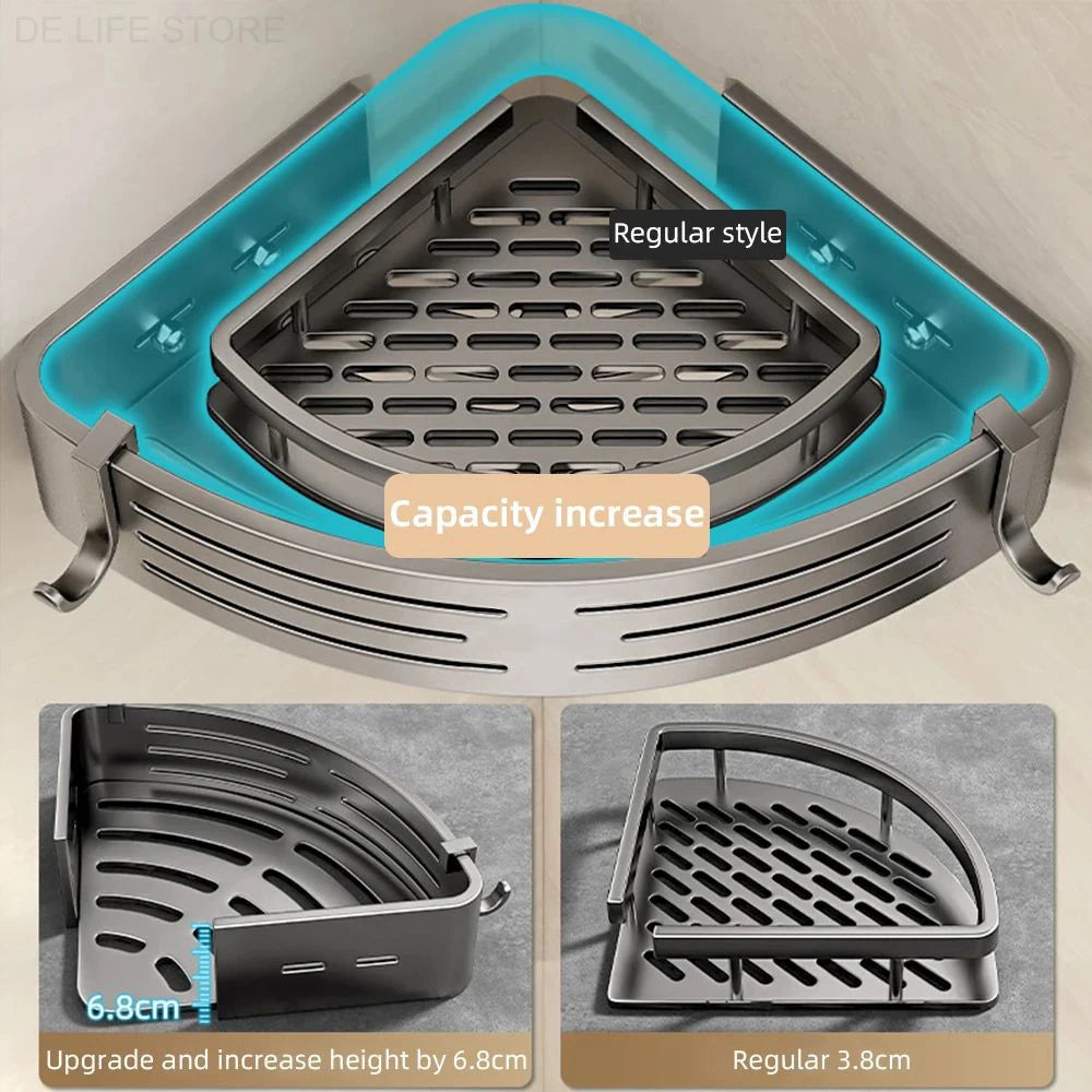 1-2PCS Bathroom Corner Shelf with Plastic Hook Towel