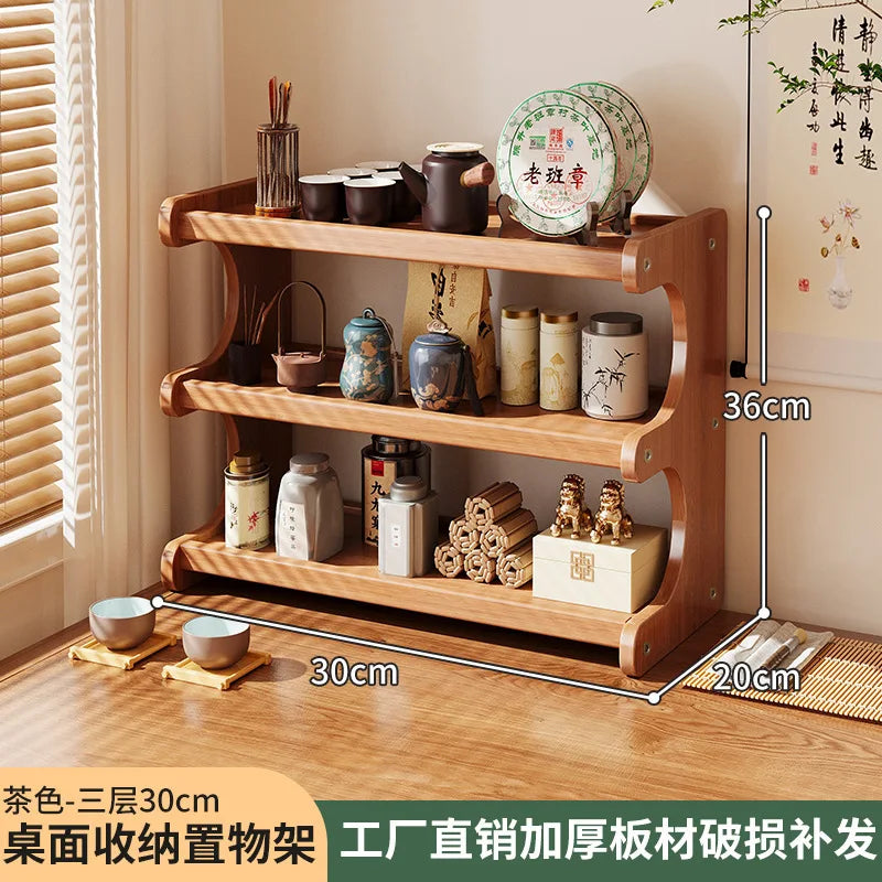 2 Layer Countertop Organizer Coffee Cup Bamboo Storage