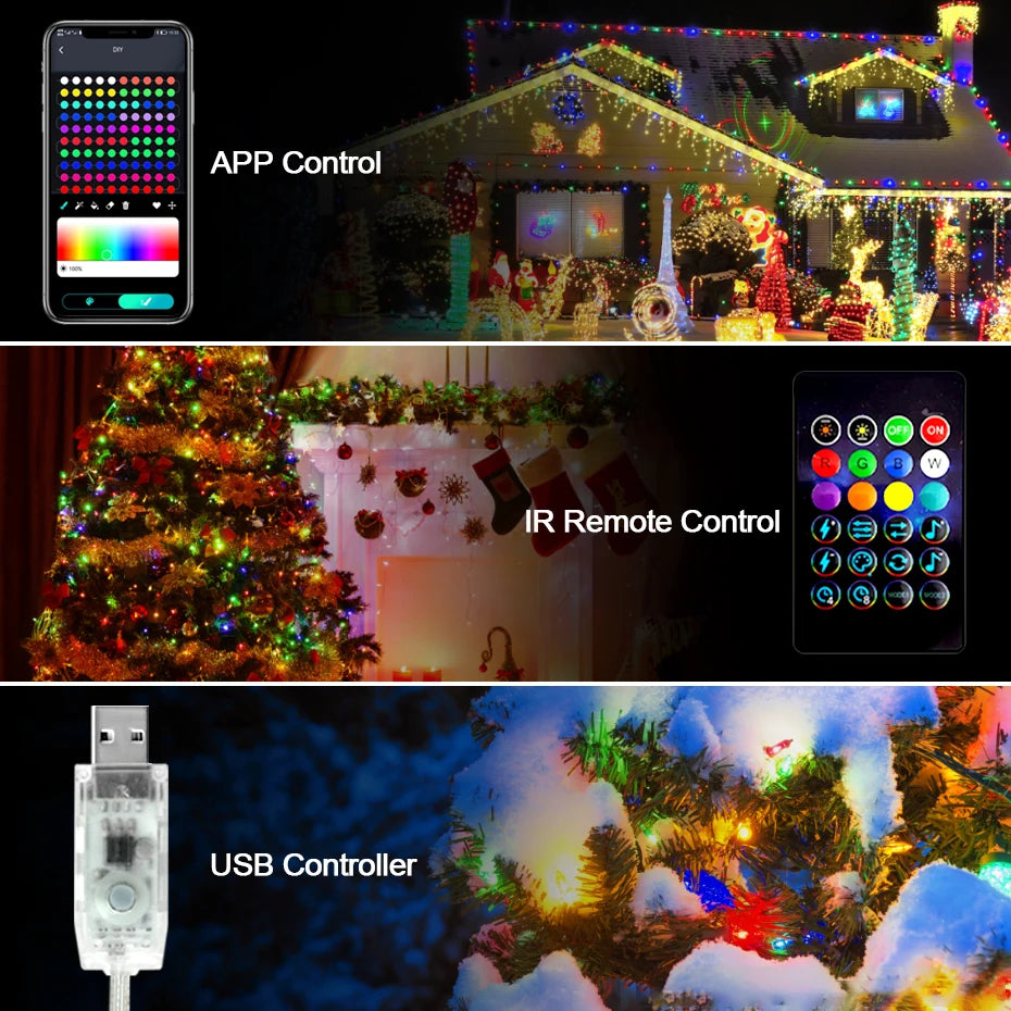 Smart RGBIC Fairy Lights Music Dream Color 1m-50m LED StripAmbient Lighting