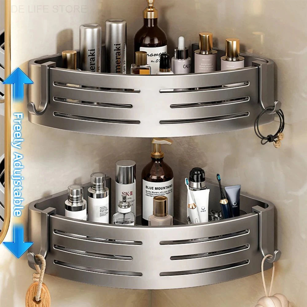 1-2PCS Bathroom Corner Shelf with Plastic Hook Towel