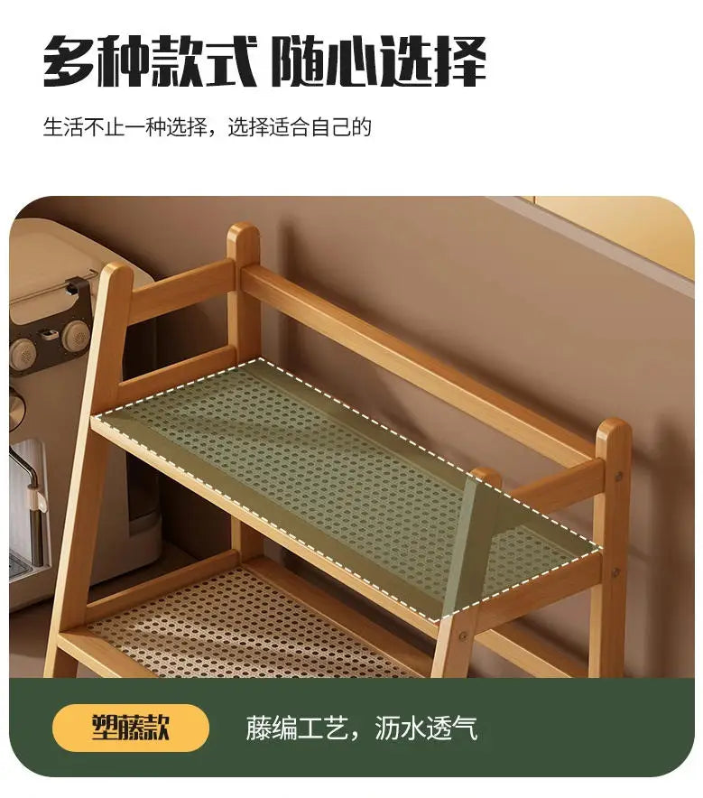 2 Layer Countertop Organizer Coffee Cup Bamboo Storage